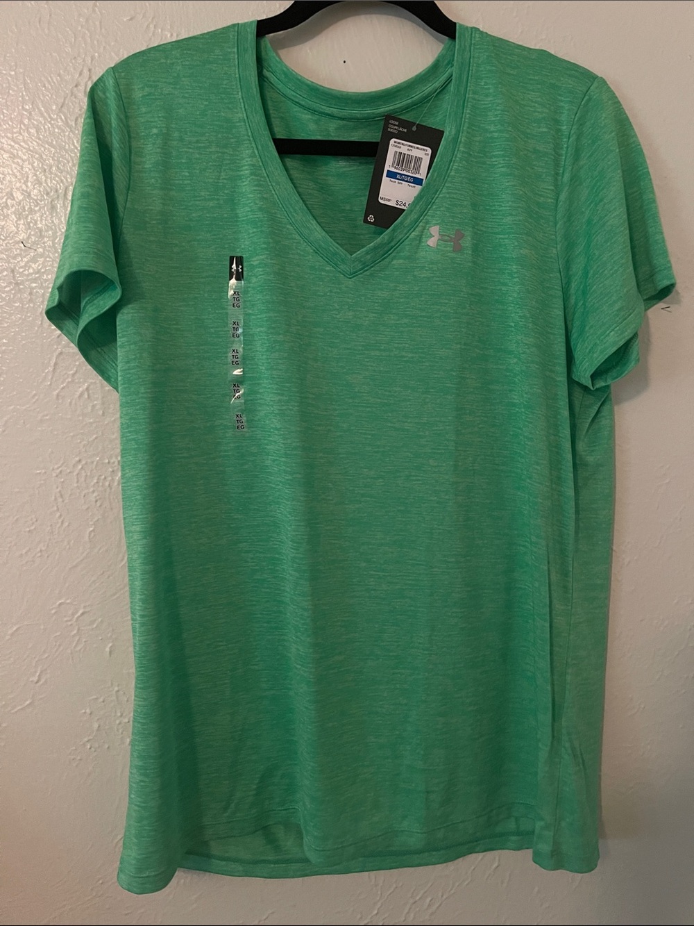 Under Armour bright neon Green V-Neck Short Sleeve Performance Tee